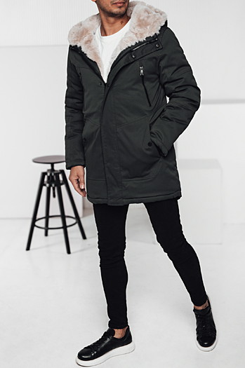 Kurtka zimowa męska parka z kapturem zielona Dstreet TX4966