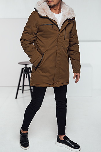Kurtka zimowa męska parka z kapturem beżowa Dstreet TX4968