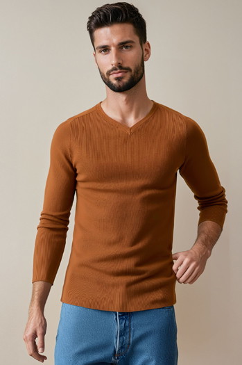 Sweter męski kamelowy Dstreet WX2290