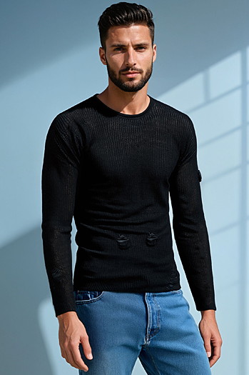 Sweter męski czarny Dstreet WX2312