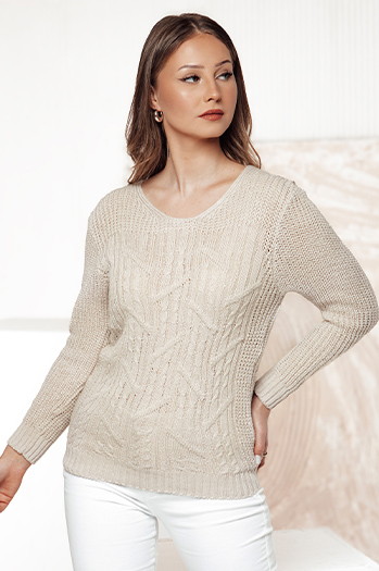 Sweter damski LAVIRTA beżowy Dstreet MY2381