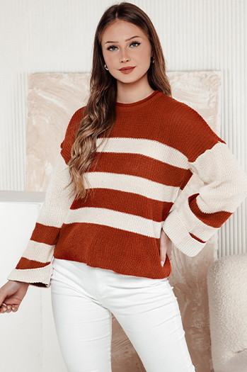 Sweter damski LINEZZA rudo-biały Dstreet MY2384