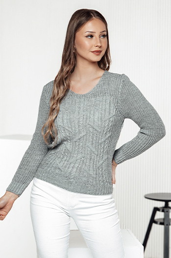 Sweter damski LAVIRTA jasnoszary Dstreet MY2385