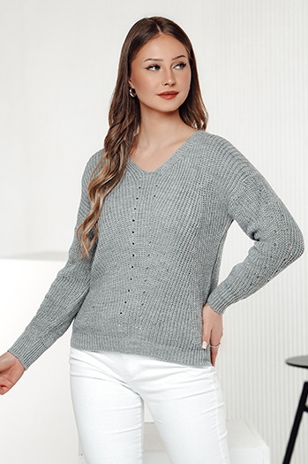 Sweter damski MONAVIA jasnoszary Dstreet MY2387