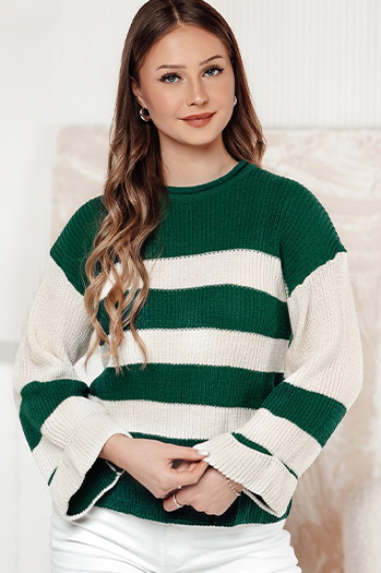 Sweter damski LINEZZA zielono-biały Dstreet MY2389