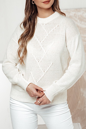 Sweter damski oversize FEMWEAVE ecru Dstreet MY2390