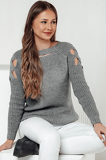 Sweter damski SLITARIA jasnoszary Dstreet MY2394