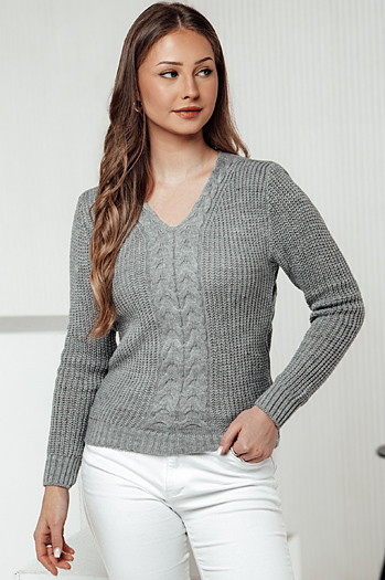 Sweter damski CASVINA jasnoszary Dstreet MY2396