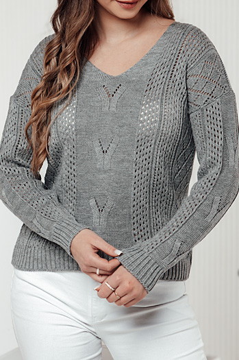 Sweter damski LACEONIA jasnoszary Dstreet MY2397