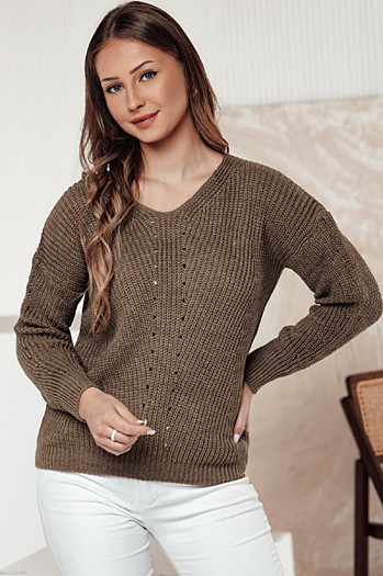 Sweter damski MONAVIA beżowy Dstreet MY2405