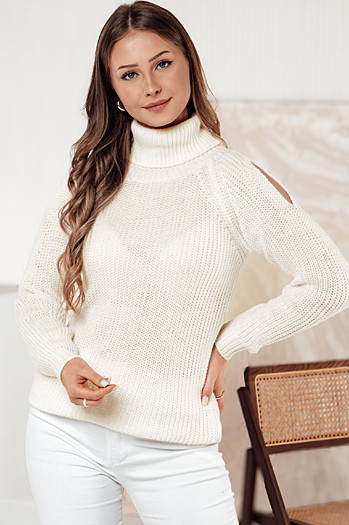 Sweter damski GOLFIVA ecru Dstreet MY2406