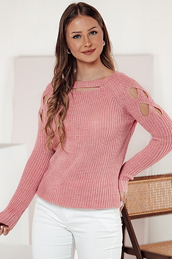 Sweter damski SLITARIA różowy Dstreet MY2412