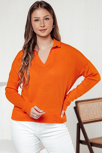 Sweter damski one size oversize VISTILLA pomarańczowy Dstreet MY2414