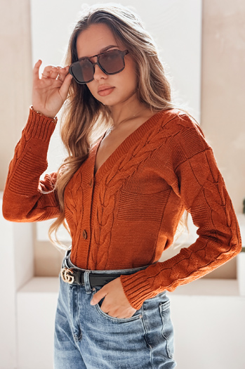 Sweter damski rozpinany RUSTICHE rudy Dstreet MY2423