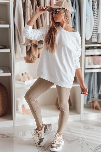 Legginsy damskie z wysokim stanem FLEXION beżowy Dstreet UY2337