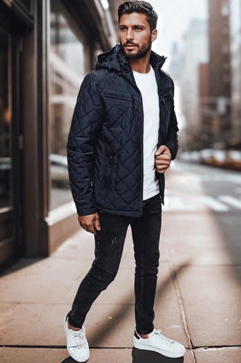 Kurtka męska przejściowa z kapturem granatowa Dstreet TX4990