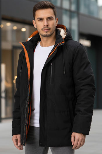 Kurtka męska zimowa z kapturem czarna Dstreet TX4992