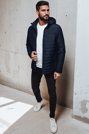 Kurtka męska pikowana z kapturem granatowa Dstreet TX4993