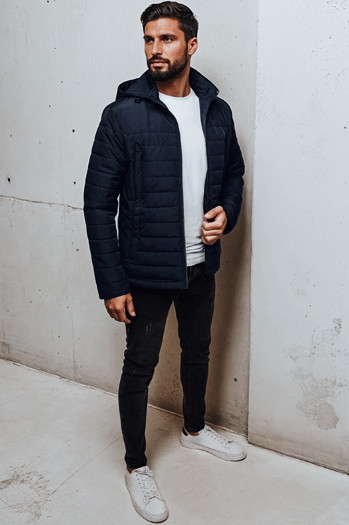 Kurtka męska przejściowa pikowana z kapturem granatowa Dstreet TX5008