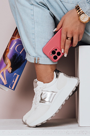 Sneakersy damskie na płaskiej podeszwie NEWSTREET białe Dstreet ZY0588