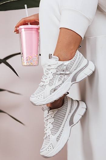 Sneakersy damskie na grubszej podeszwie DYNAMICA srebrne Dstreet ZY0595