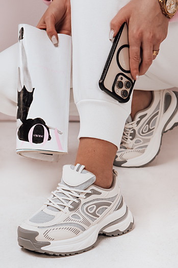 Buty sportowe damskie na platformie AIRBOOS szare Dstreet ZY0599