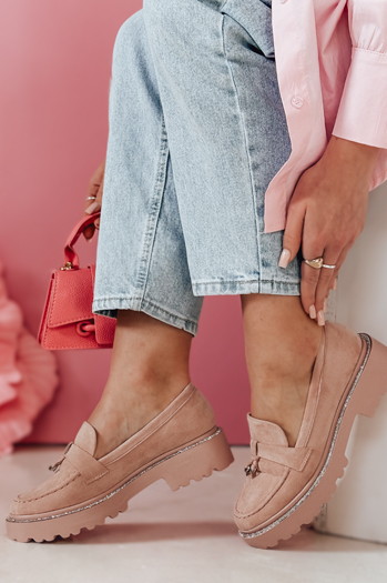 Mokasyny damskie LOAFELIA różowe Dstreet ZY0601