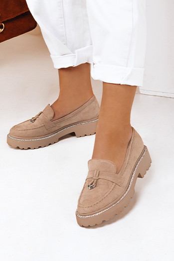 Mokasyny damskie LOAFELIA khaki Dstreet ZY0604