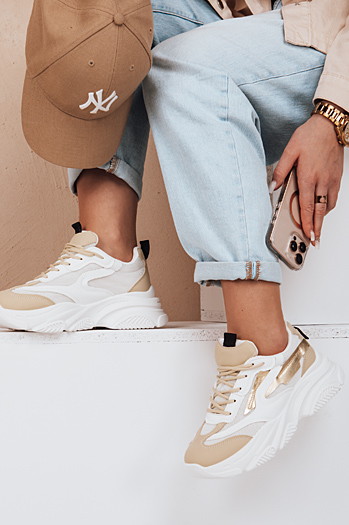 Sportowe sneakersy damskie STEPLIFT złote Dstreet ZY0609