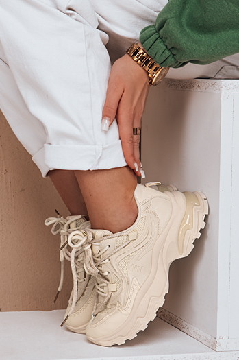 Sneakersy damskie z grubszą podeszwą LUXTRAIL beżowe Dstreet ZY0615
