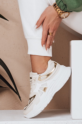 Sportowe sneakersy damskie AURAVIBE beżowe Dstreet ZY0620