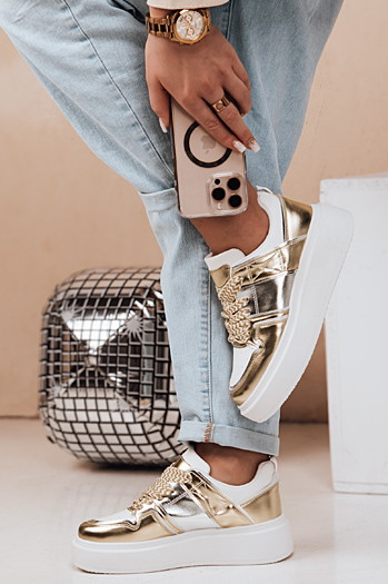 Sneakersy damskie na platformie HYPERWAY złote Dstreet ZY0621