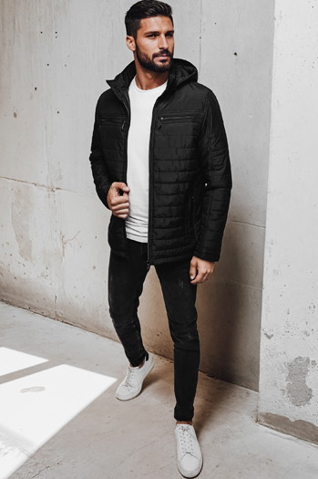 Kurtka męska pikowana z kapturem czarna Dstreet TX5009