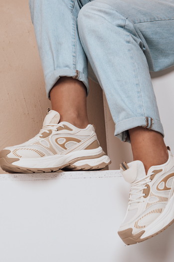 Buty sportowe damskie na platformie AIRBOOS beżowe Dstreet ZY0625