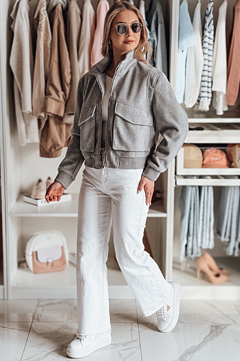 Kurtka damska przejściowa bomberka oversize LUMINA szara Dstreet TY4792