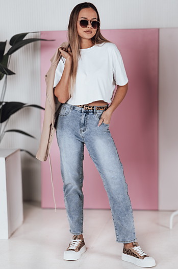 Spodnie damskie jeansowe mom fit z paskiem CASUALJIN Dstreet UY2351