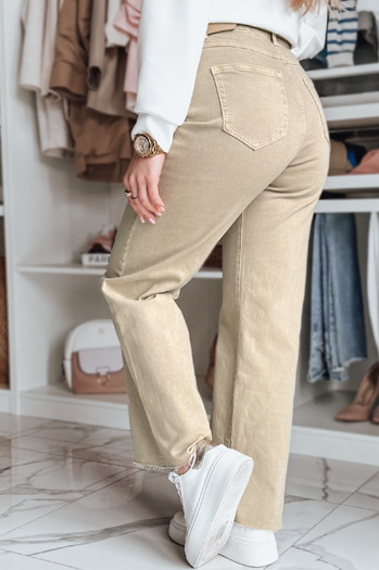 Spodnie damskie jeansowe wide leg LUXEFLOW beżowe Dstreet UY2364