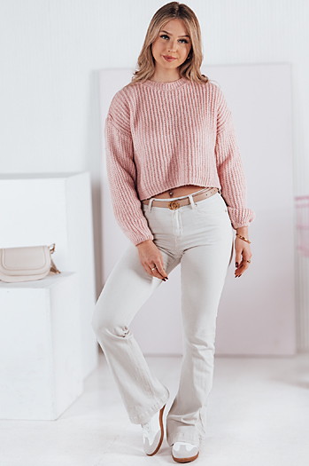 Spodnie damskie jeansowe FLAREJOY jasnobeżowe Dstreet UY2367