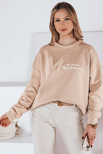 Bluza damska one size oversize AVENUE beżowa Dstreet BY1354
