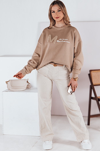 Bluza damska one size oversize AVENUE kawowy Dstreet BY1355