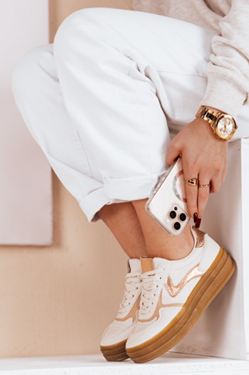 Sportowe sneakersy damskie SPARKSOLO beżowe Dstreet ZY0638