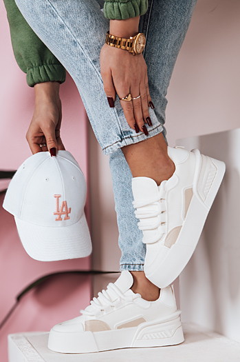 Sportowe sneakersy damskie na platformie KICKON białe Dstreet ZY0647