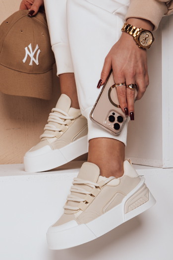 Sportowe sneakersy damskie na platformie KICKON beżowe Dstreet ZY0648