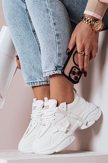 Sneakersy damskie na platformie VISTARUN białe Dstreet ZY0652