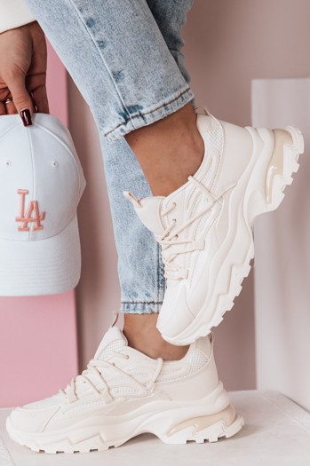 Sneakersy damskie na grubszej podeszwie SOFTLACE beżowy Dstreet ZY0655