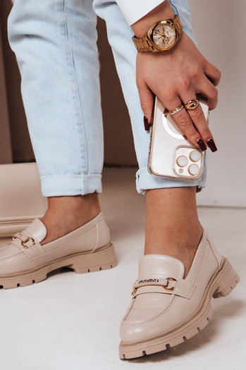 Mokasyny damskie MNIMNI beżowe Dstreet ZY0659