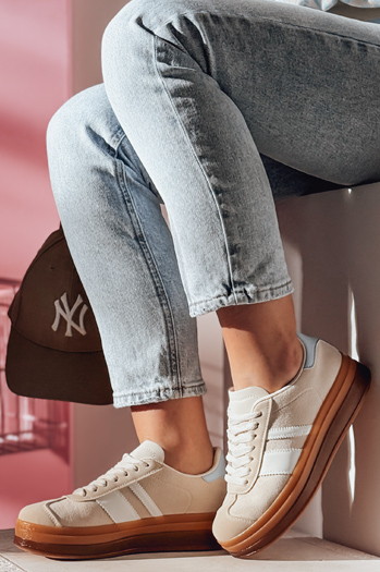 Sportowe sneakersy damskie RUNTAG beżowe Dstreet ZY0662