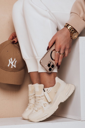 Sportowe sneakersy damskie RUNKIK beżowe Dstreet ZY0673