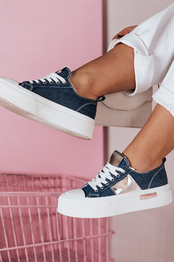 Trampki damskie na platformie TRENDIS jeansowe Dstreet ZY0678