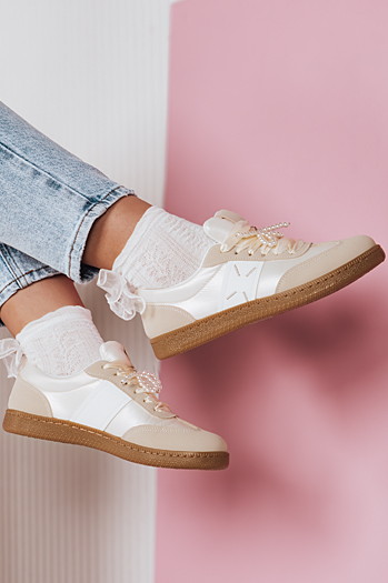 Sportowe sneakersy damskie PEARLSTEP beżowy Dstreet ZY0680